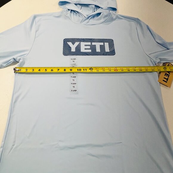 YETI Men’s Blue Wave Logo Badge Hoodie Long-Sleeve Sunshirt XL NWT - Picture 2 of 5